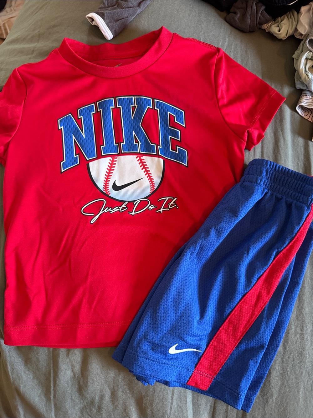 Nike Red & Blue Boys' Athletic Shorts